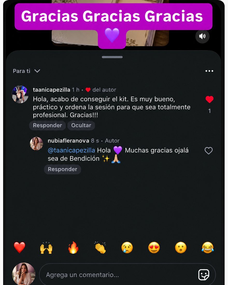 Comentario real en Instagram: el kit es práctico y ordena la sesión